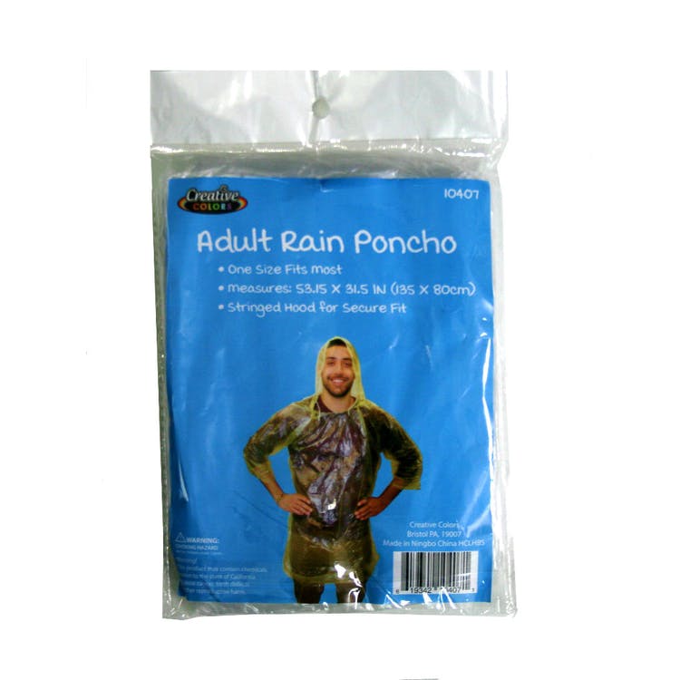 Clear Rain Ponchos - Adult Hood & Drawstring 2