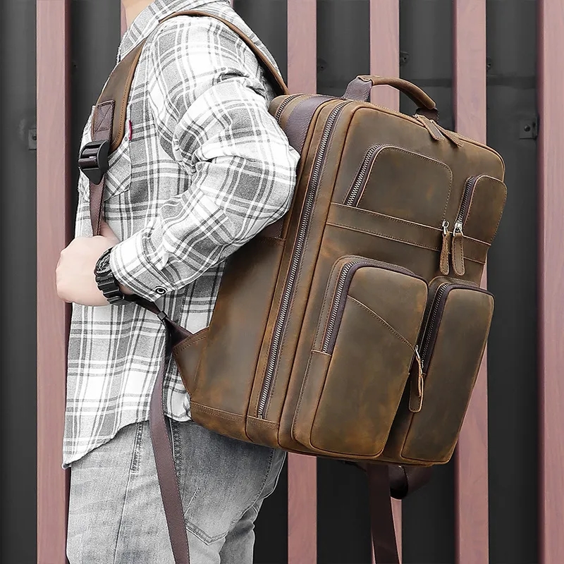 Vintage Genuine Leather 15.6 Inch Laptop Backpack 3