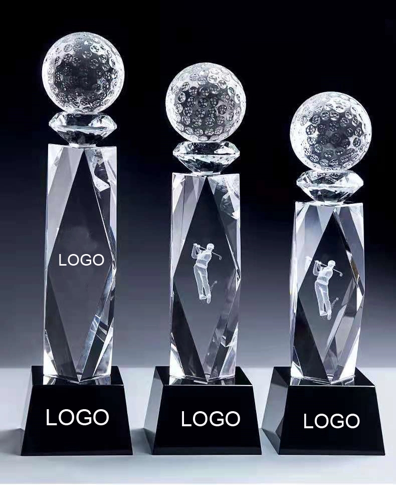 Crystal Premier Golf Trophy on Black Base 5