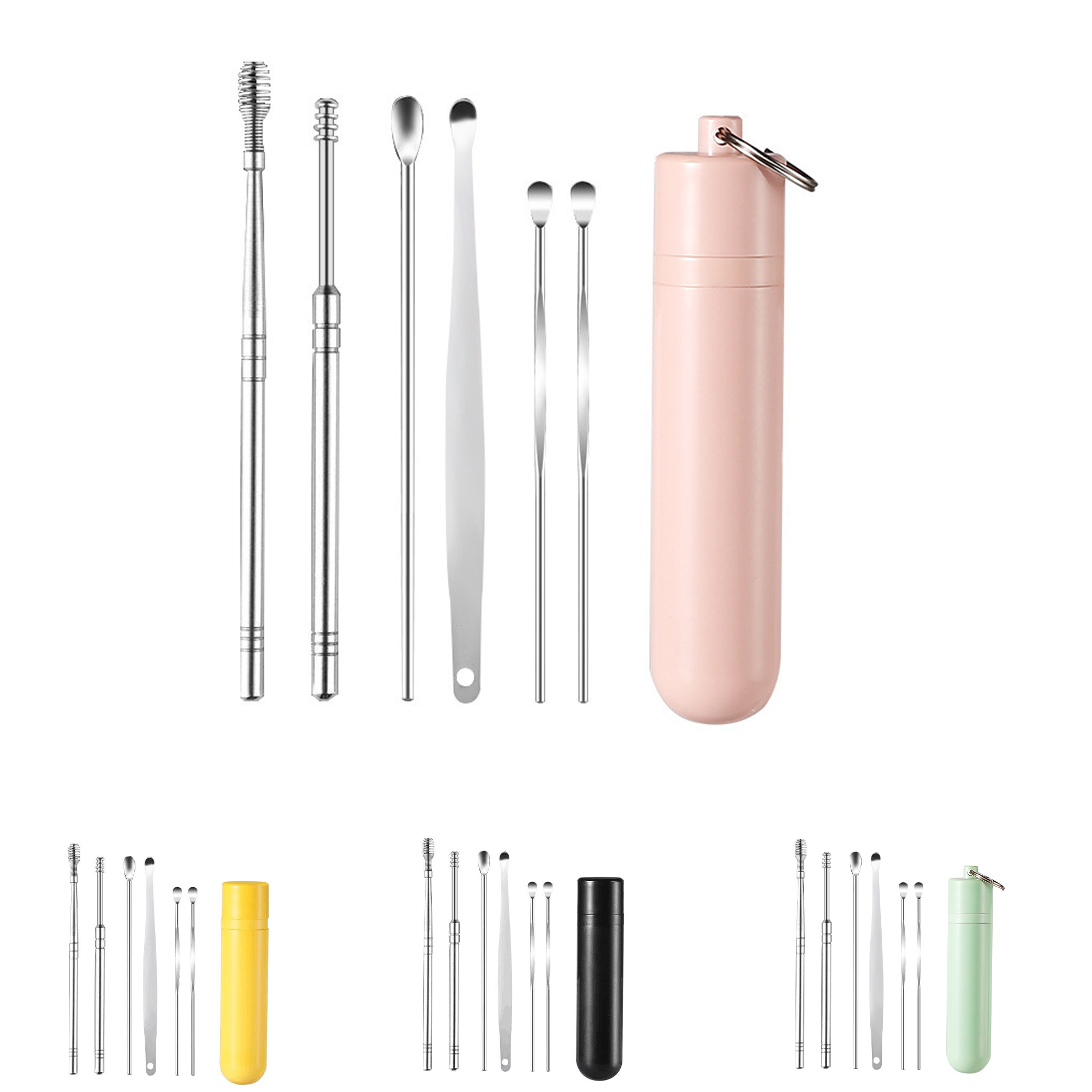 Portable 6Pcs Stainless Steel Ear Scoop Set W/ Storage Box 2