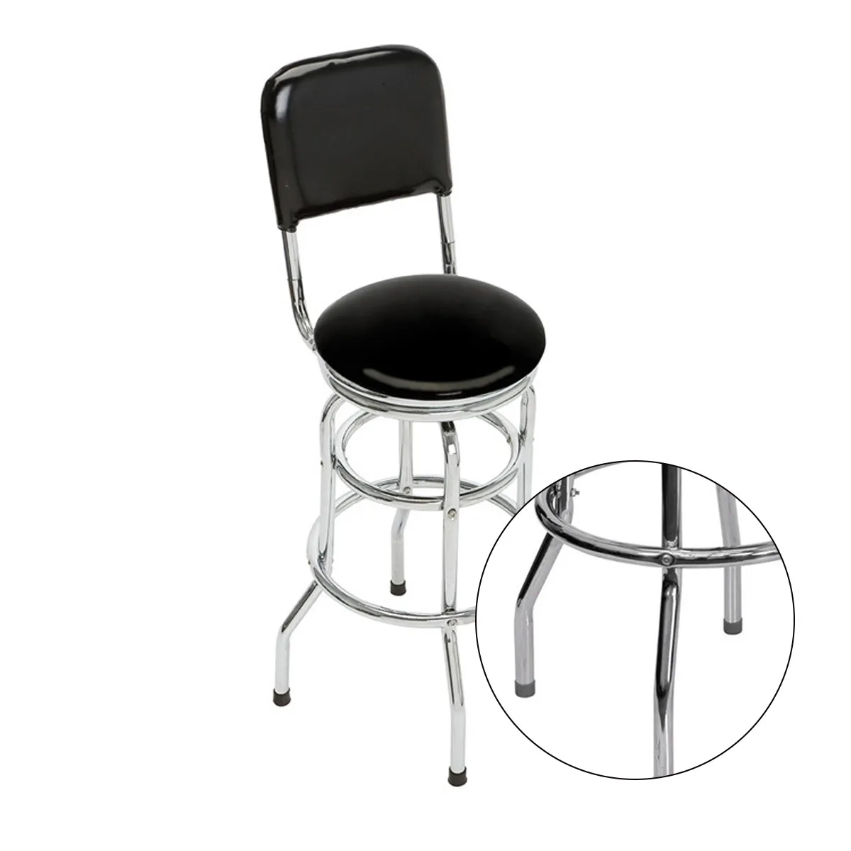 Double Ring Padded Bar Stool with Backrest & Chrome Base 5