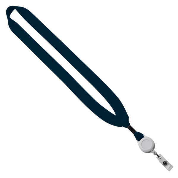 3/4" Cotton Lanyard with Metal Crimp & Retractable Badge Reel 39
