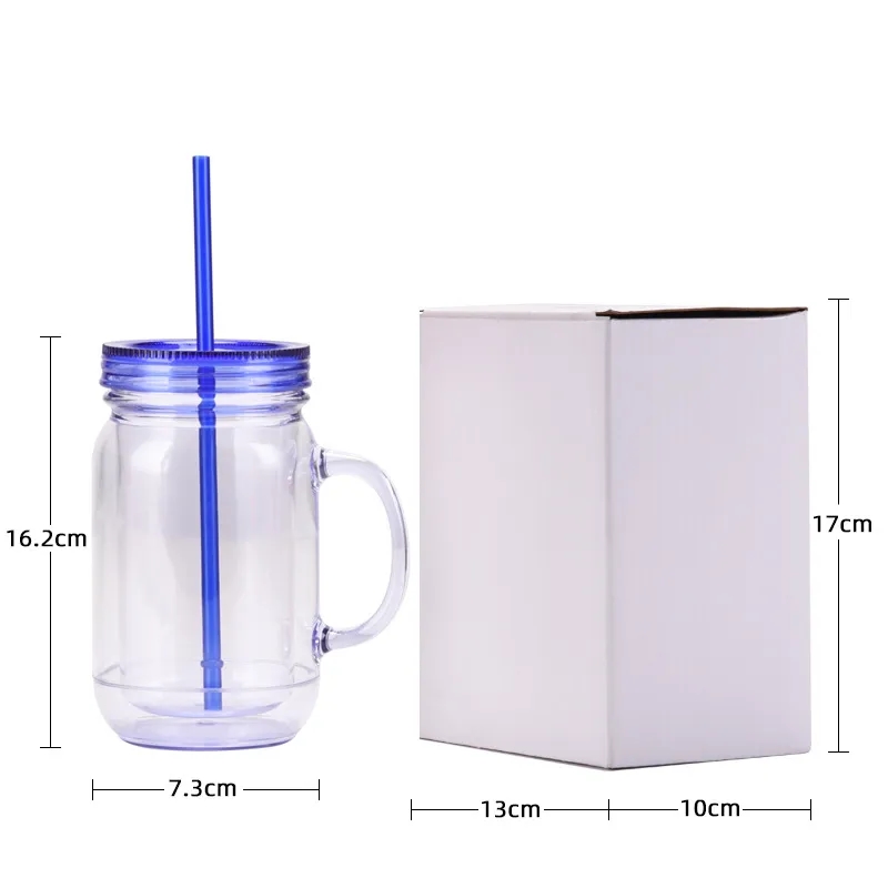 20OZ Double Plastic Mason Bottle With Straw 4
