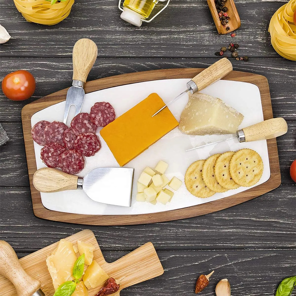 Wooden Handle Stainless Steel Cheese Knife Tools 4 Set 5
