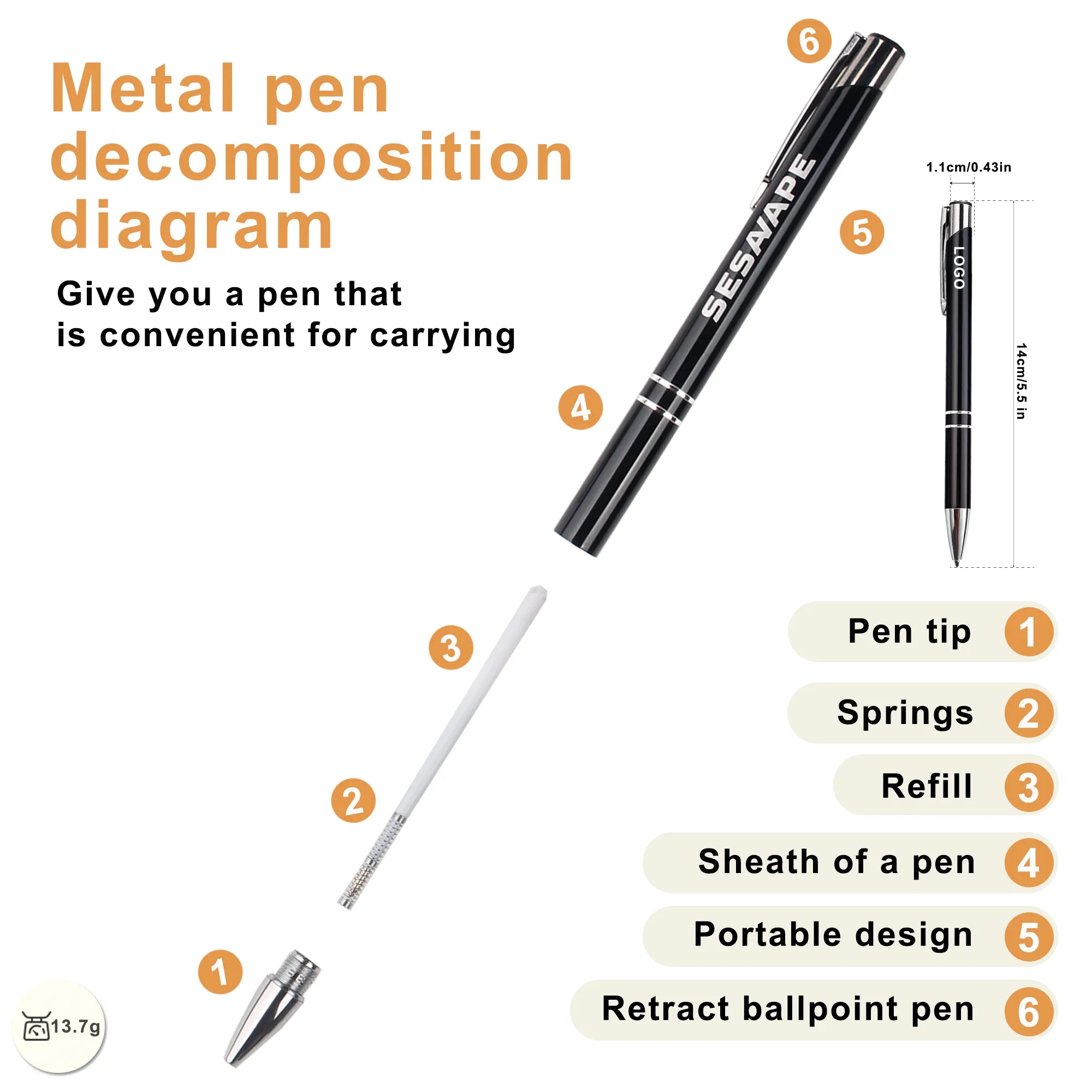 Matte Finish Aluminum Ballpoint Pen with Logo 5