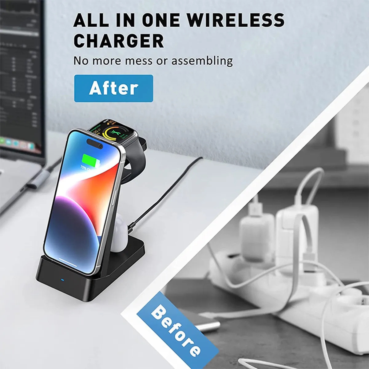 3-in-1 Phone Watch Earpods Wireless Charging Station 4