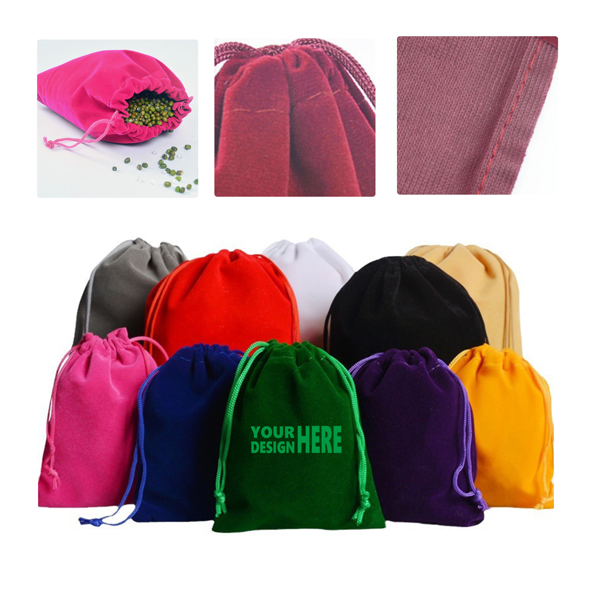 MOQ 50 Soft Velvet Jewelry Pouch with Drawstring Closure 2