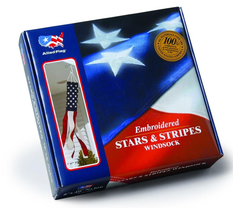 3-D Wind Sock - 40" x 5 1/2" - Embroidered in Gift Box 2