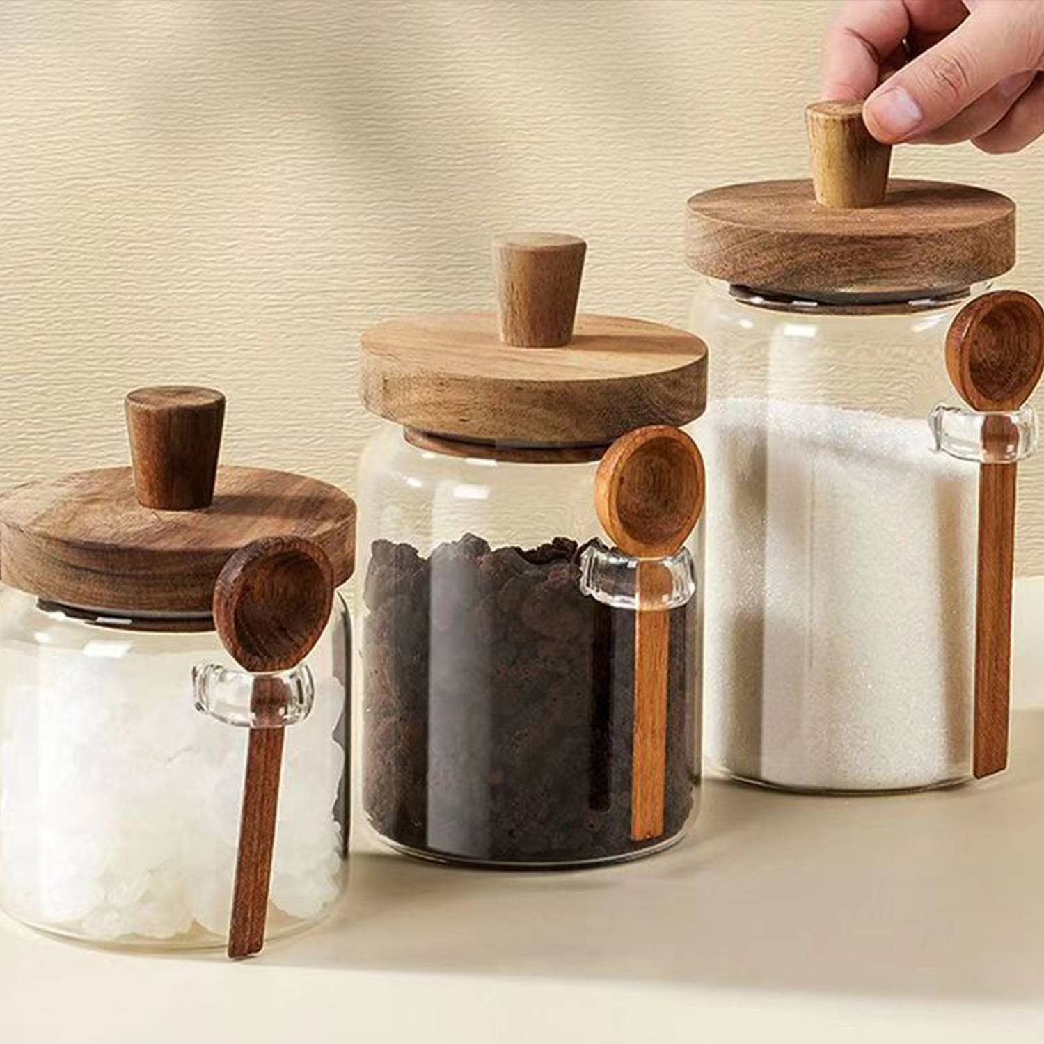 13/18/28 OZ Coffee Bean Cup Jar Glass Bottle w/ Spoon 8