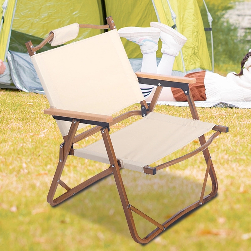 Beach Folding Chair With Wooden Handle And Shoulder Strap 5