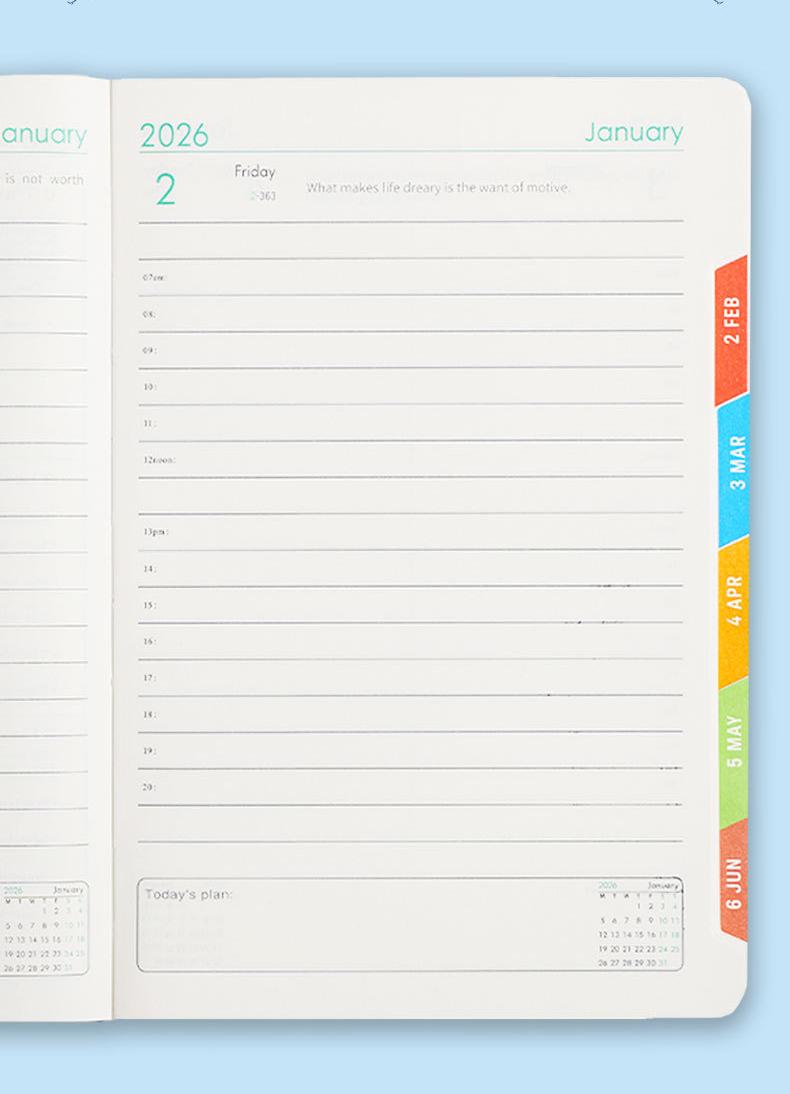 2026 A5 English Daily Planner with Calendar and Notebook 16