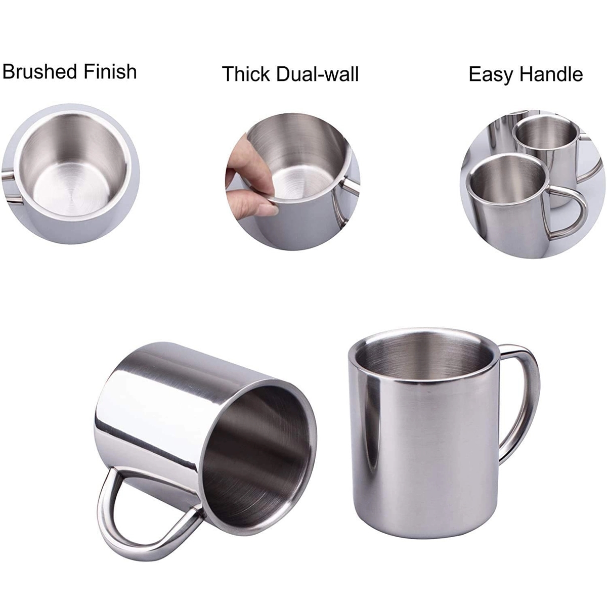 Double-wall Stainless Steel Coffee Cup with Handle 3