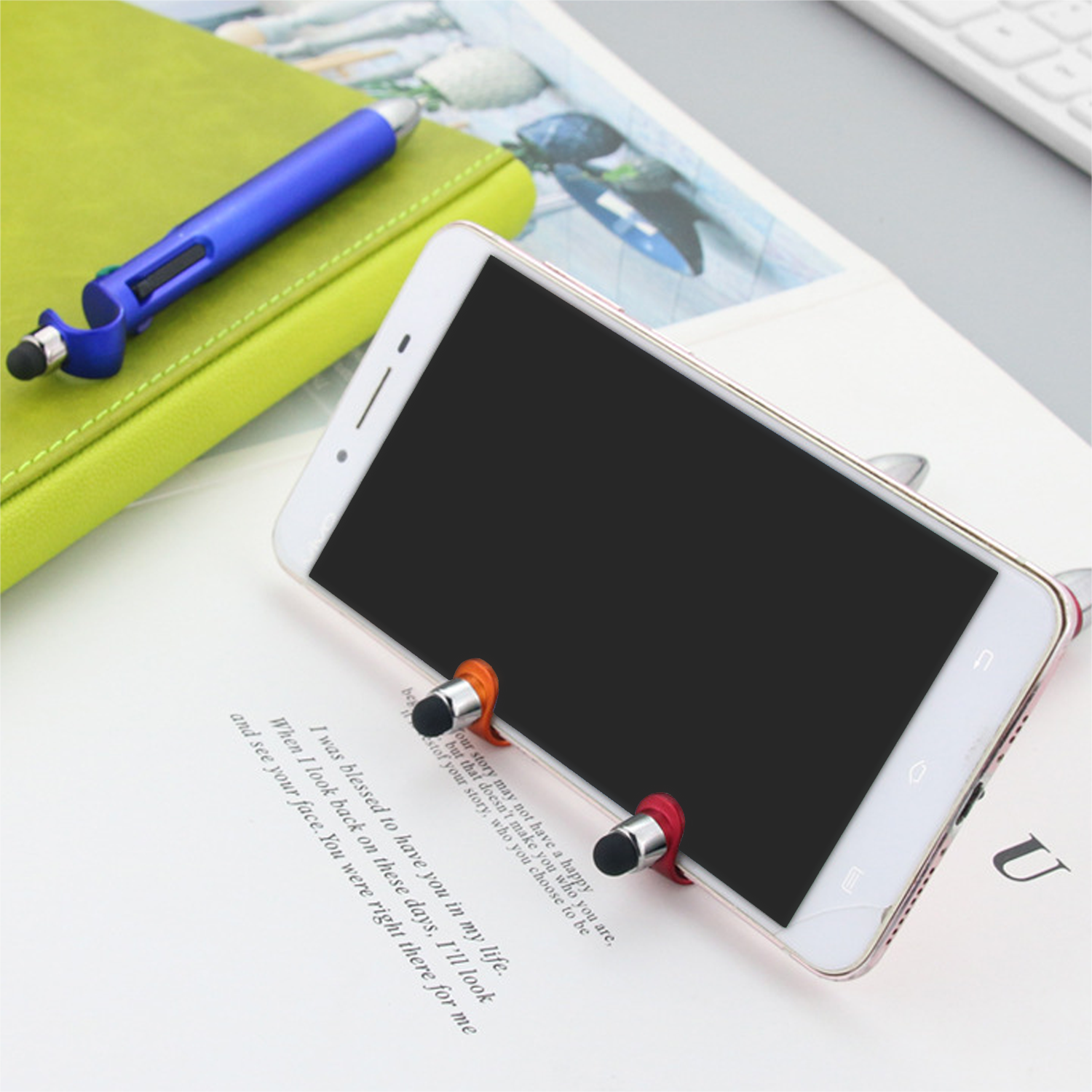 4 Color Stylus Ballpoint Pen w/ Phone Stand 9