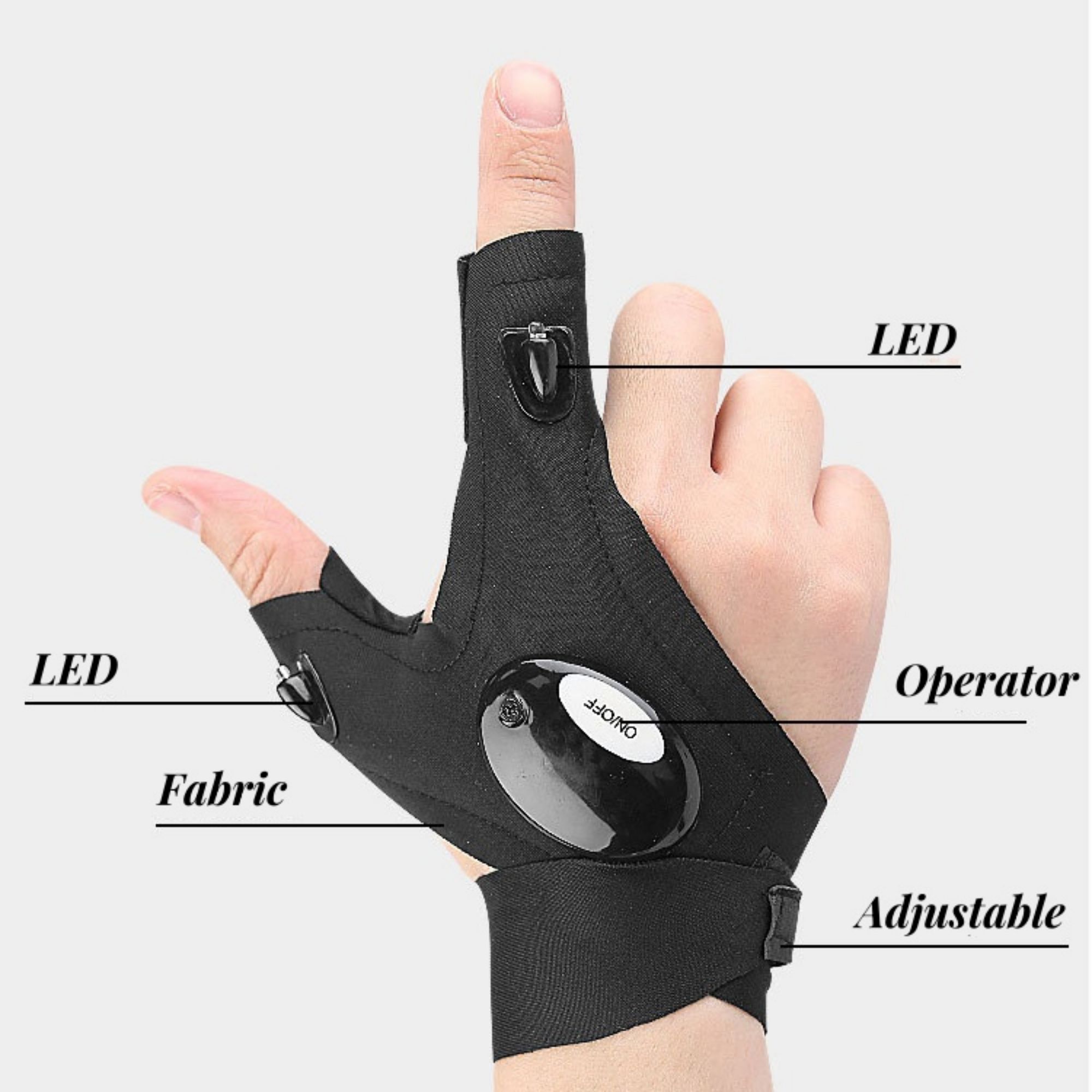 LED Flashlight Breathable And Lightweight Glove 3