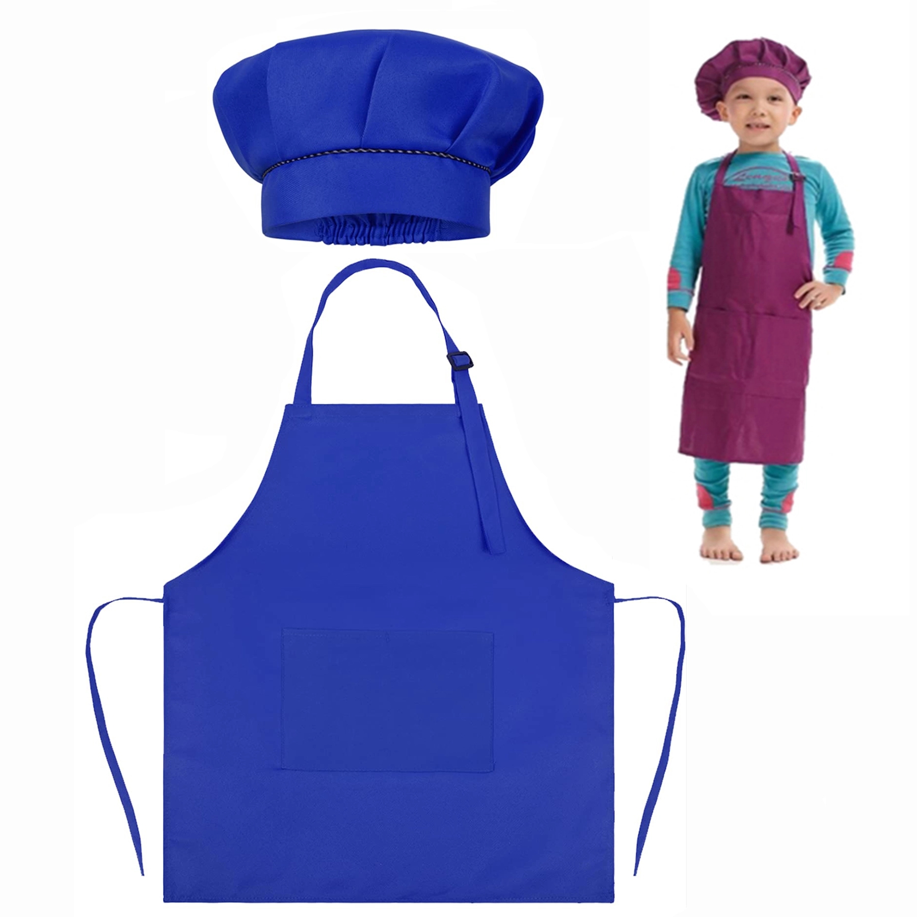 Kids Aprons Chef Hats Set 7