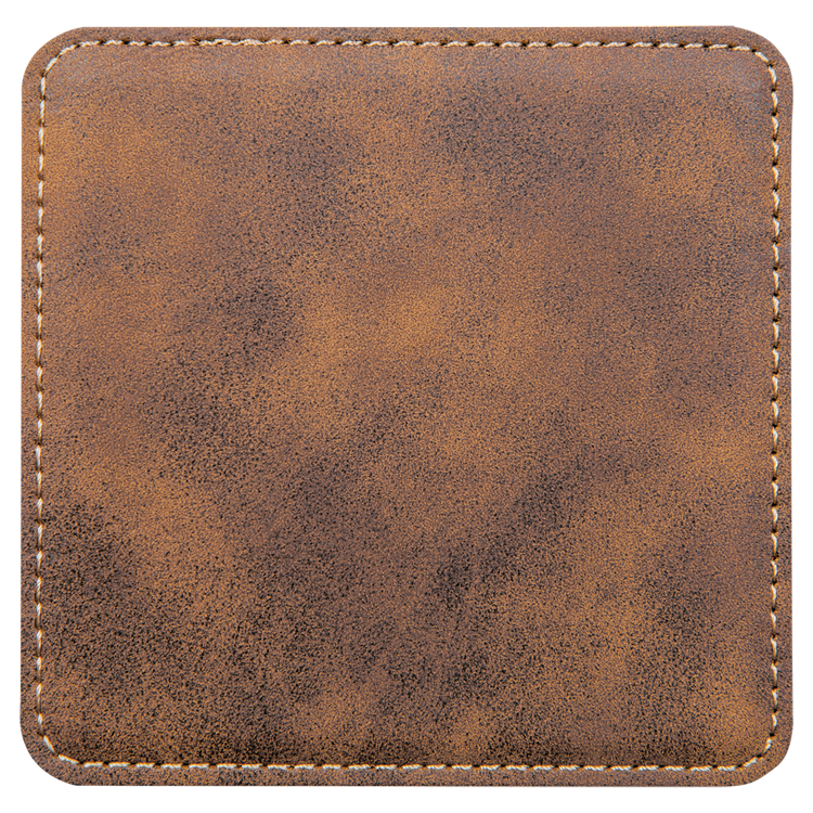 4" x 4" Square Rustic/Gold Leatherette Coaster 2