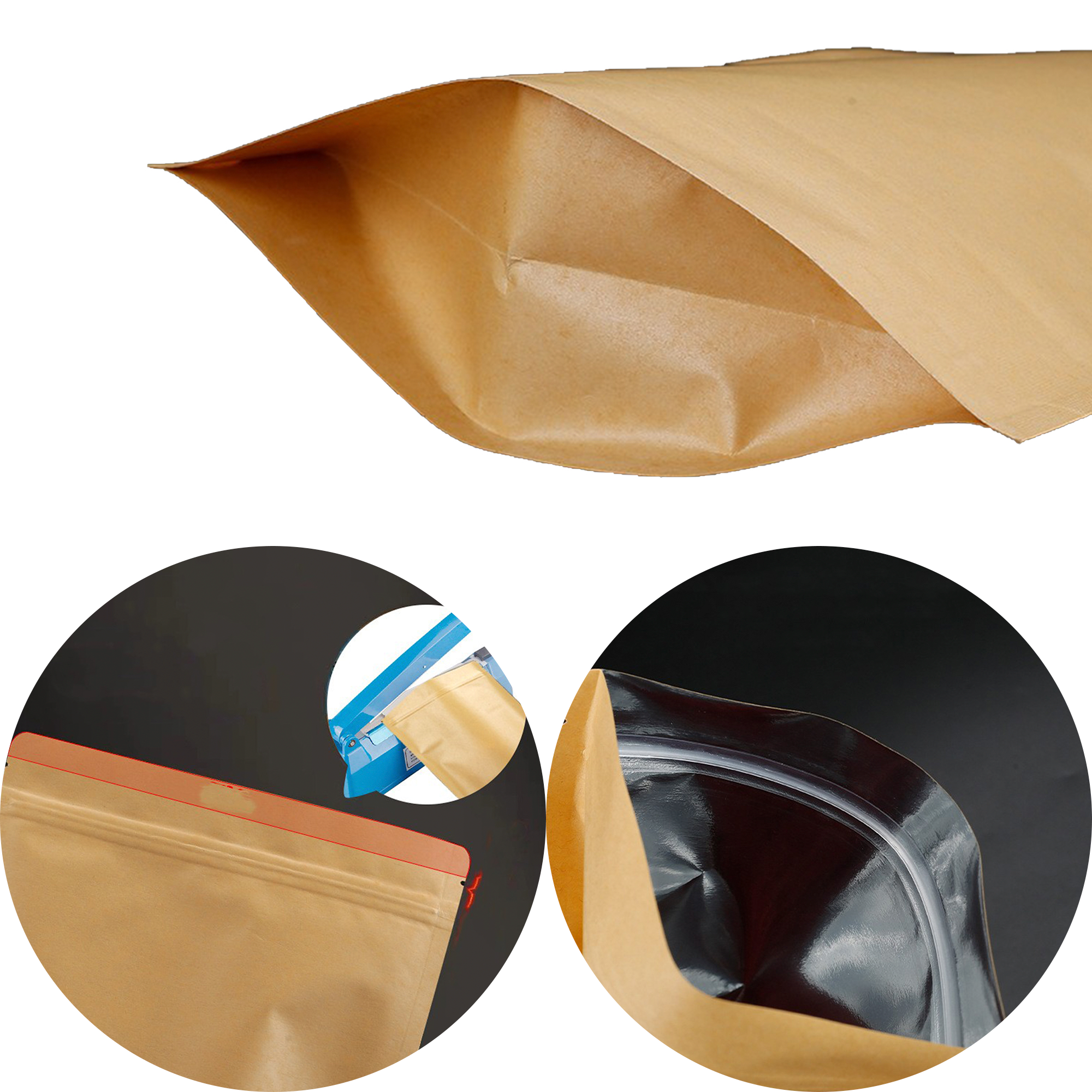 Kraft Paper Standing Self Sealing Bag MOQ 100PCS 3