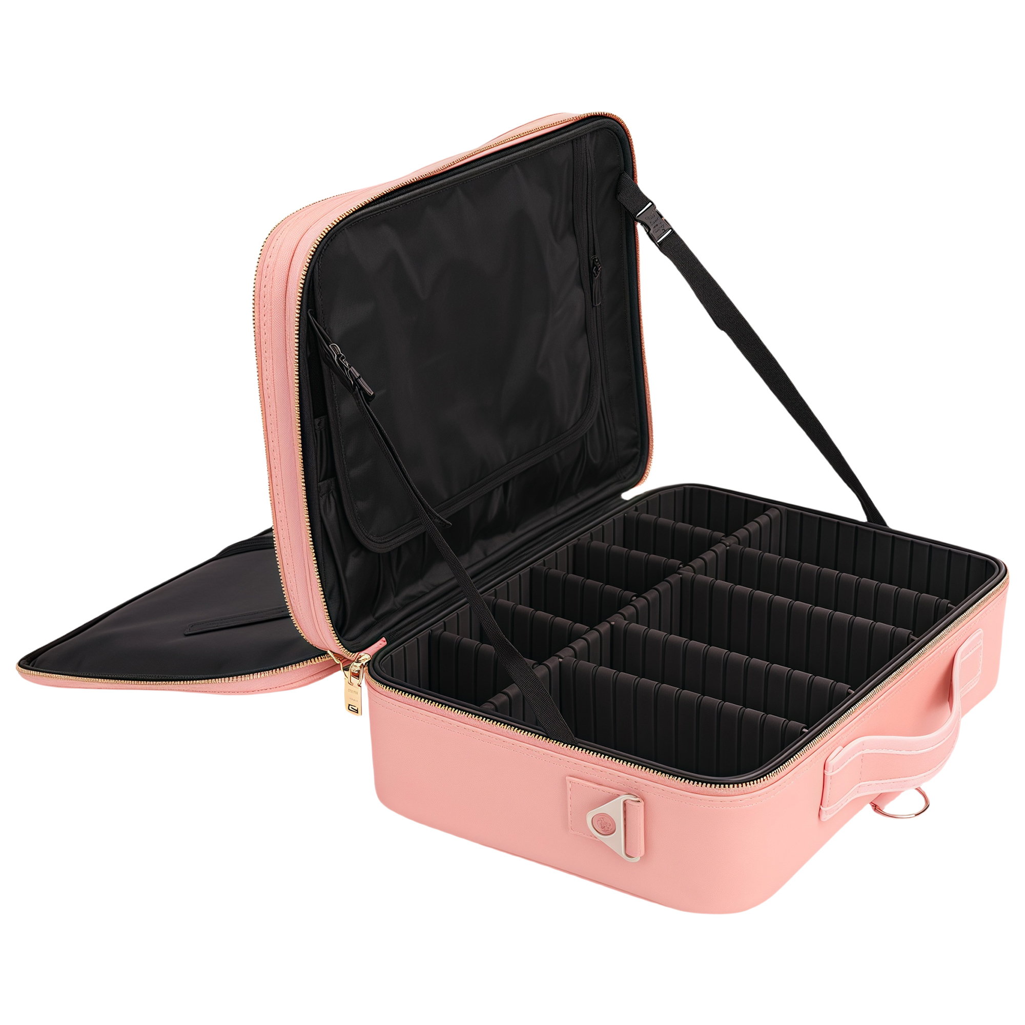 Portable Large Capacity 3-Layer Leather Makeup Bag 1