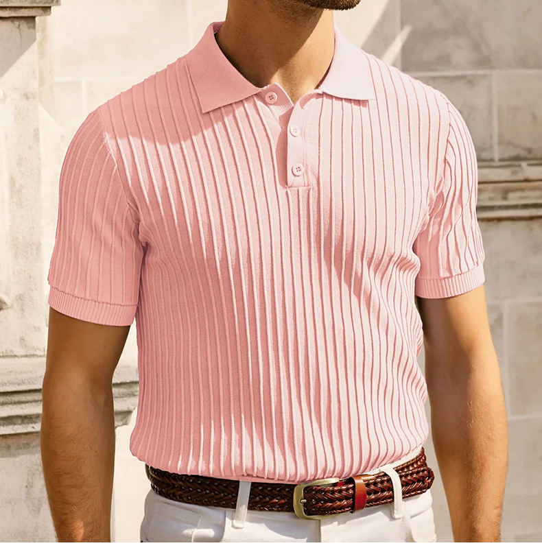 Mens Textured Knit Polo Shirts 15