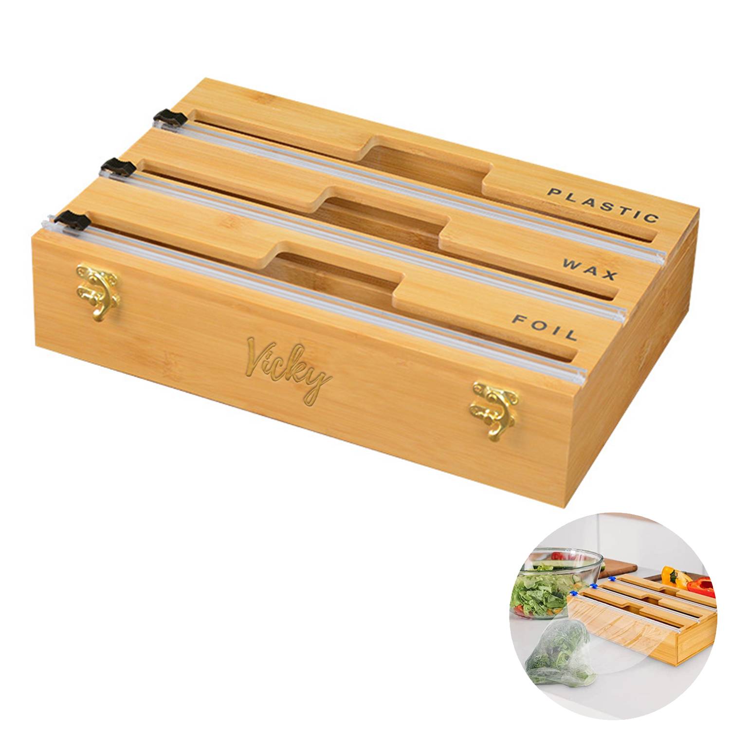 Bamboo Wrap Dispenser with Cutter 2