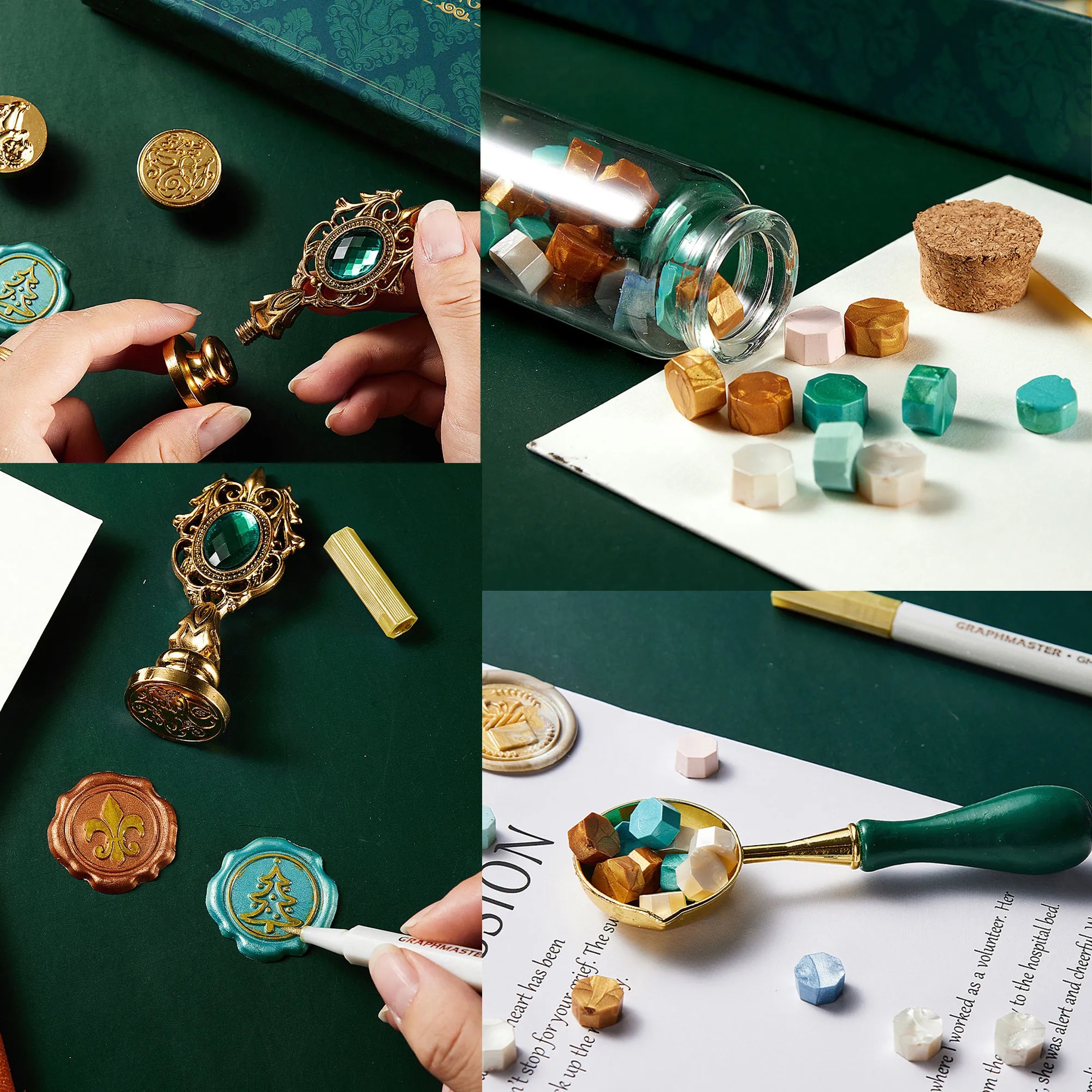 Elegant Vintage Wax Seal Stamp Set With Wax Beads For Gifts 5