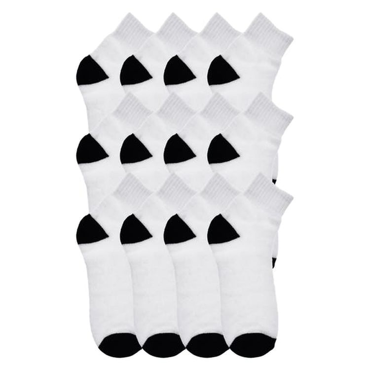 Adult Quarter Socks - White/Black 2