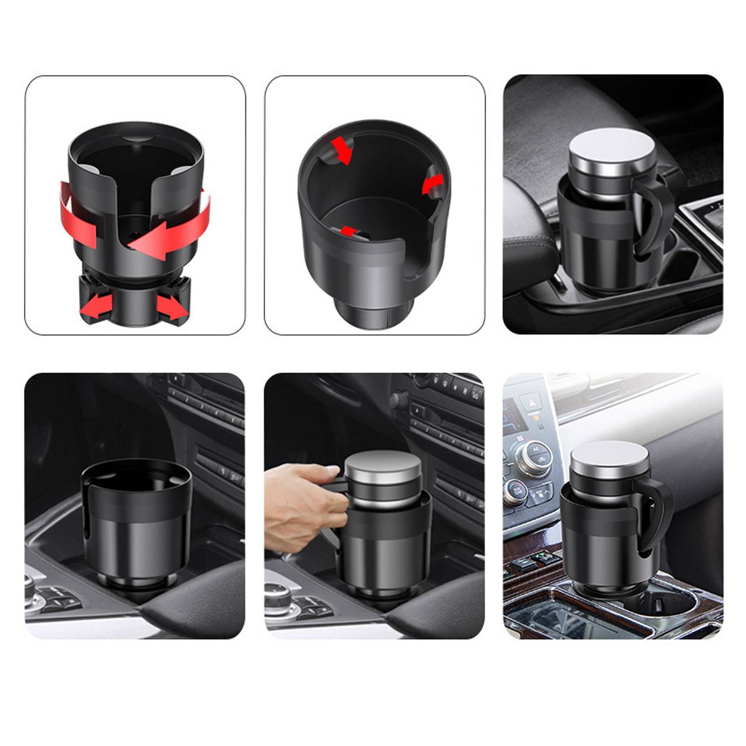 Car Cup Holder Expander w/ Adjustable Silicone Base 6