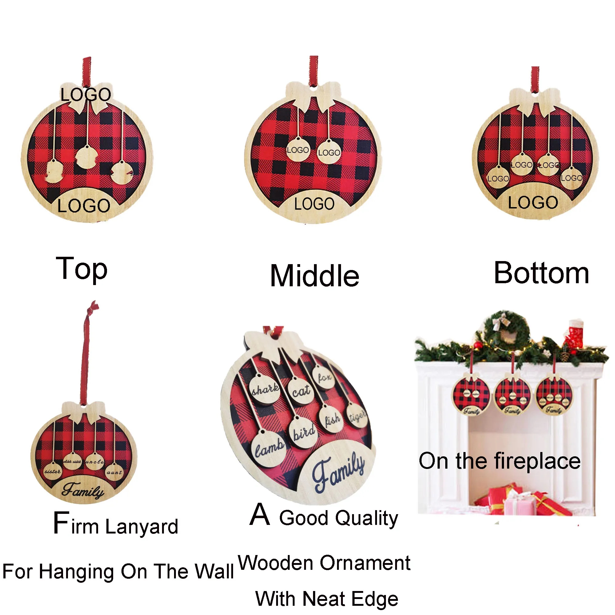 Spot Wooden Full Color Christmas Ornaments 2