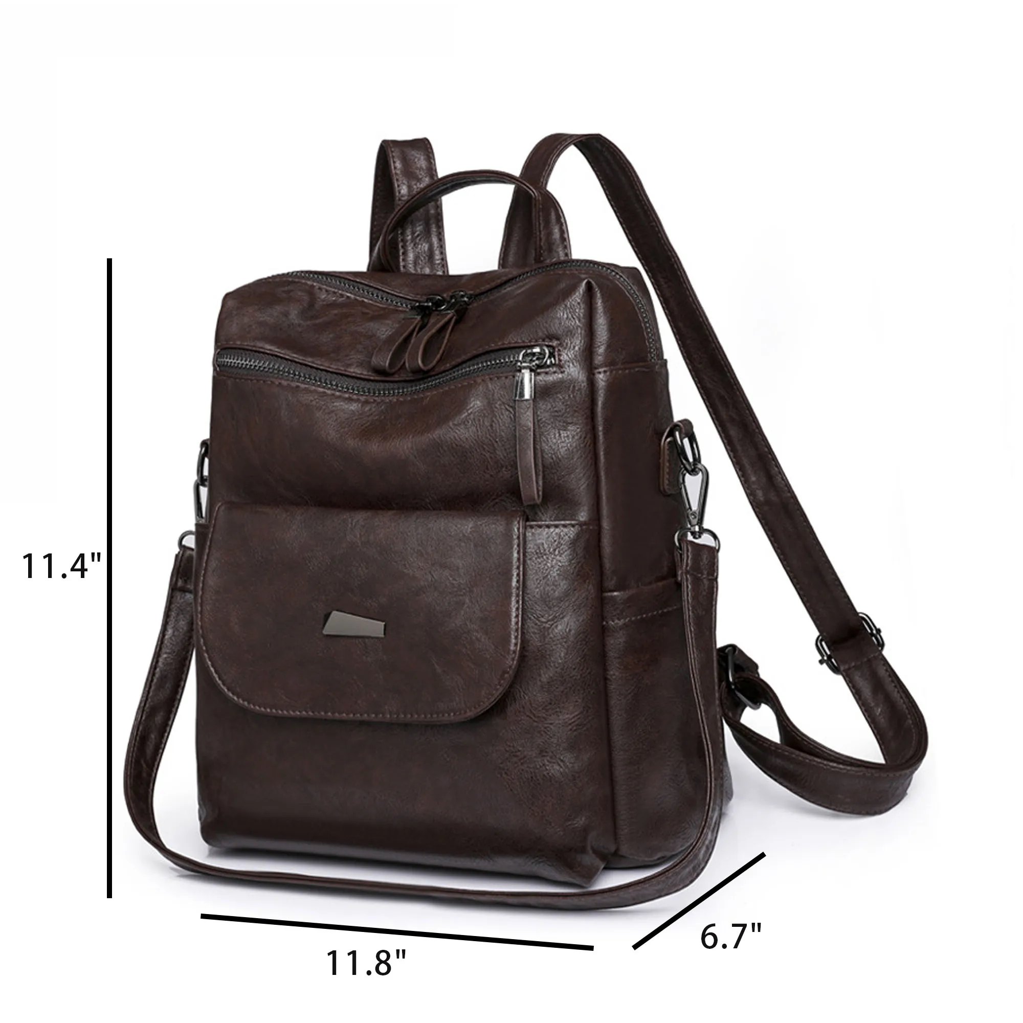 PU Leather Convertible Backpack 3