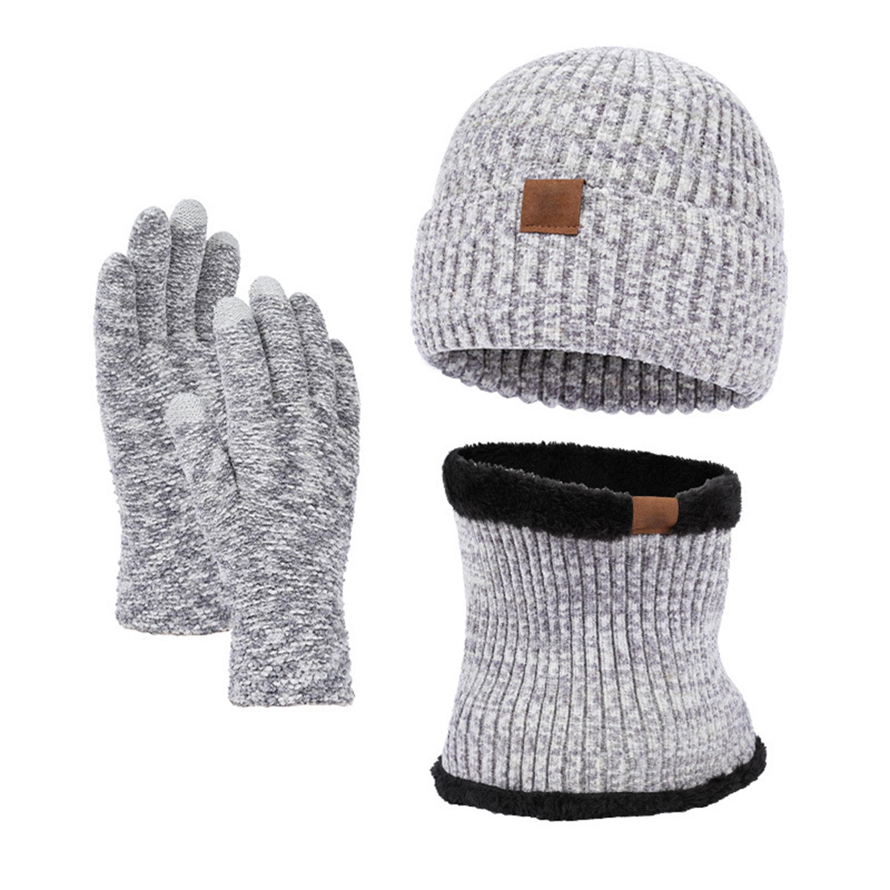 Winter Slouchy Beanie Knit Cap Touch Screen Gloves Scarves 3