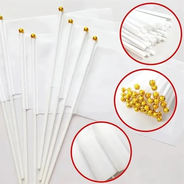 Mini White Flag on Stick with Small Plain 6