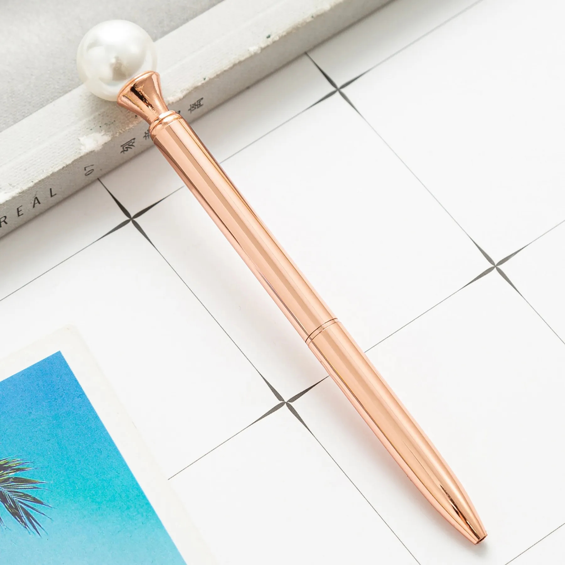 Pearl Top Deco Metal Ballpoint Pens 10