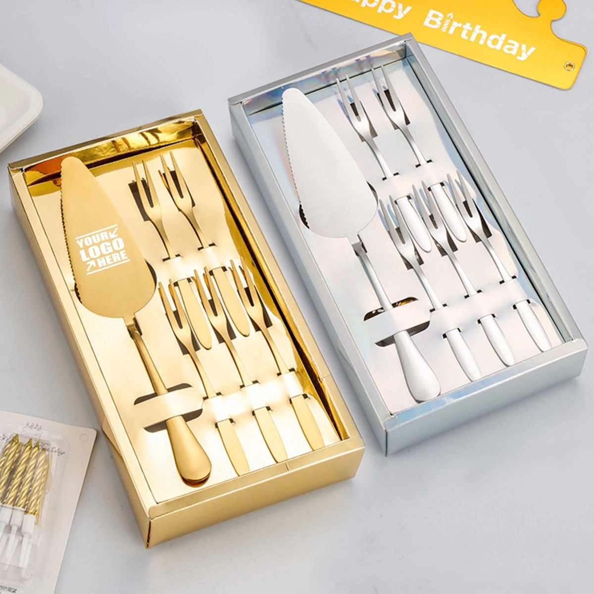 Stainless Steel Cake Knife And Fork Set 6