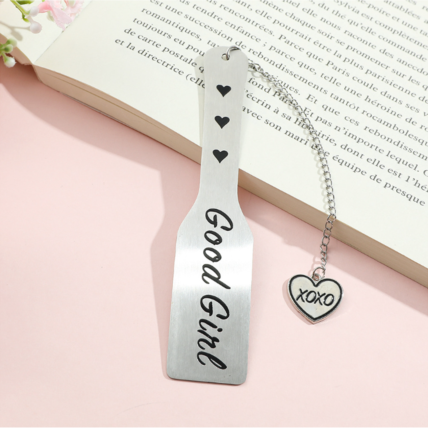 Artistic engraved stainless steel bookmark 5