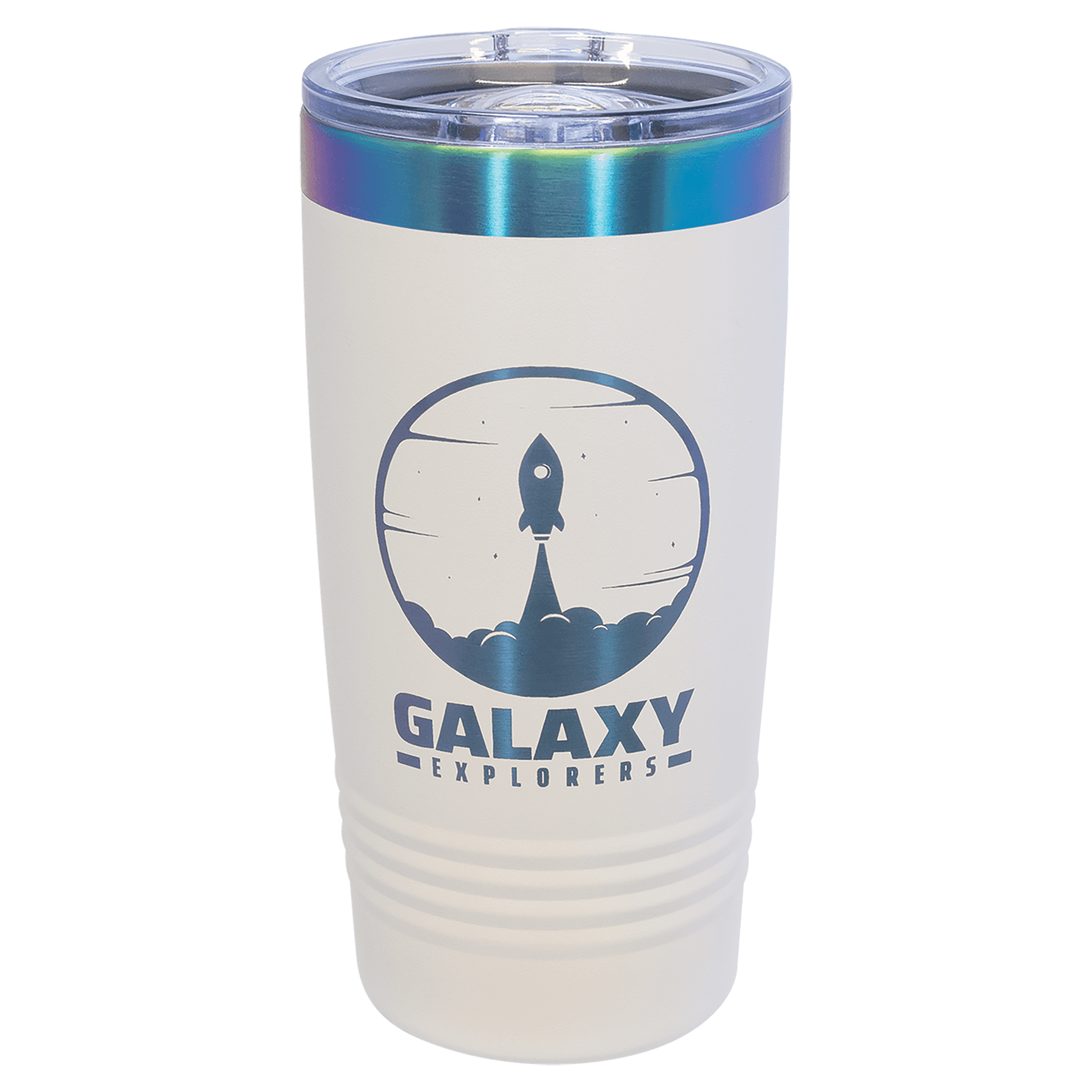 Polar Camel 20 oz. White/Prism ION-Plated Ringneck Tumbler with Slider Lid 1