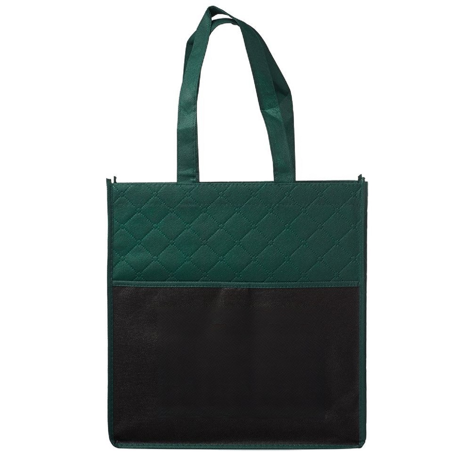 Two Tone Quilted Pocket Tote Bag 2