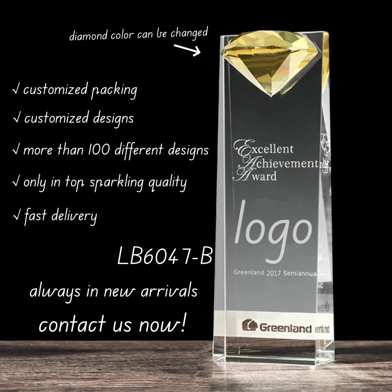 Recognition Crystal Award Glass Trophy Cup with Diamond 4