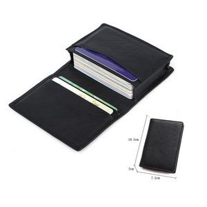 Sleek Leather Business Card Holder With Snap Closure 8
