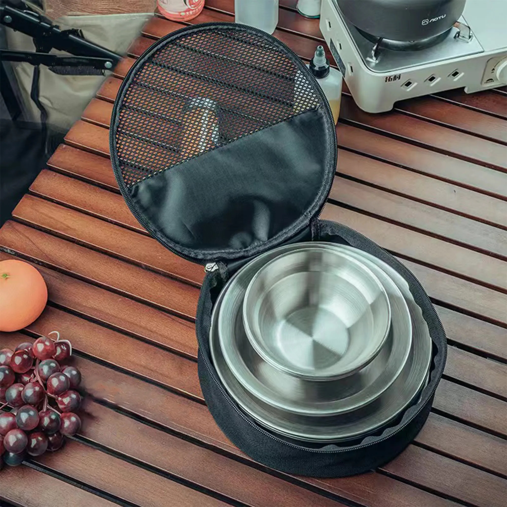 Outdoor Stainless Steel Plate And Bowl Organizer 2