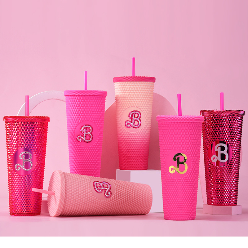 Double Layer Plastic Diamond Straw Cup 8