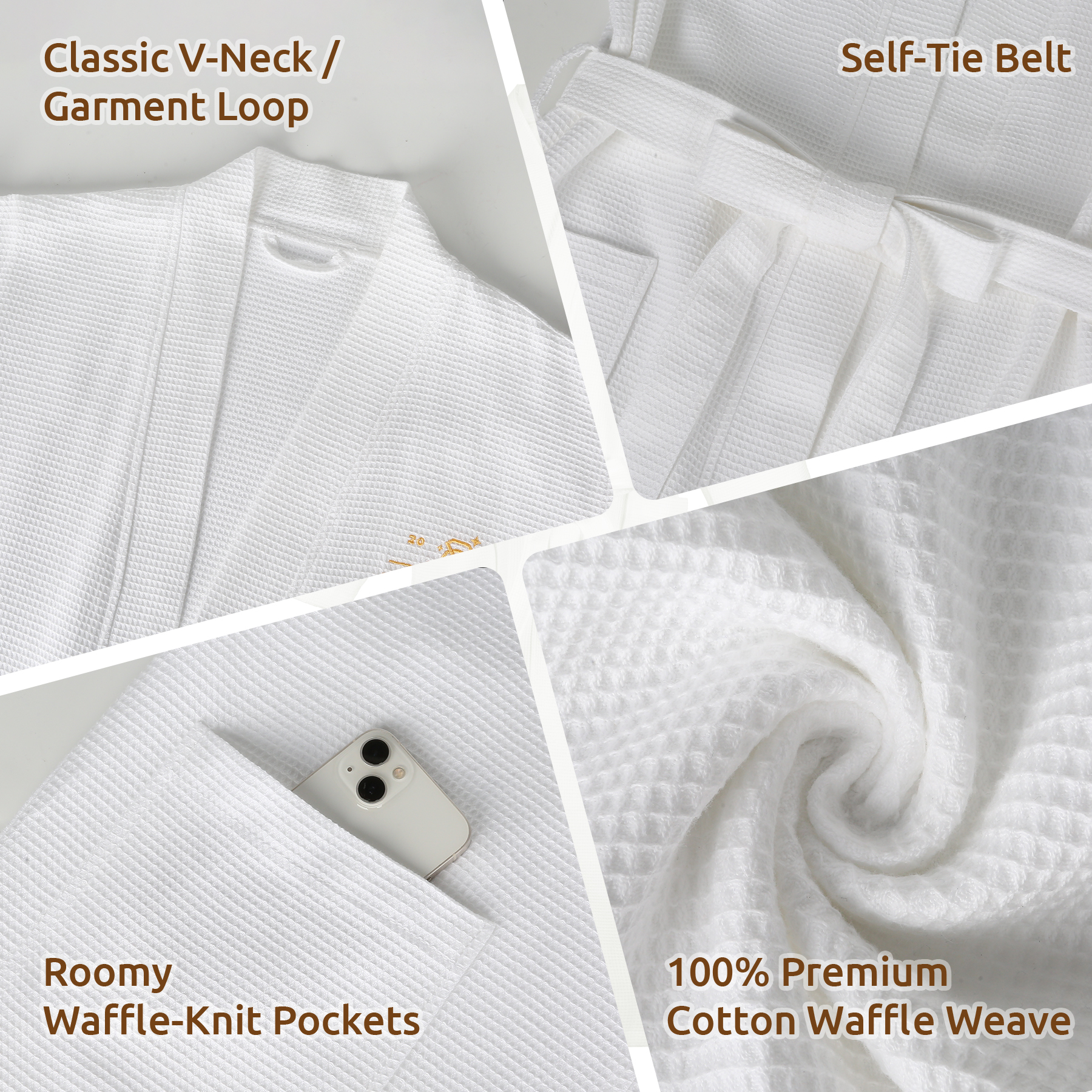 100% Cotton Waffle Kimono Robe 2