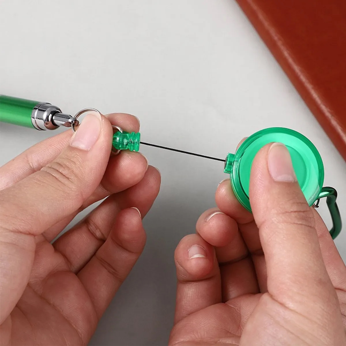 Retractable Drawstring Pen Badge Belt Clip Carabiner Set 8