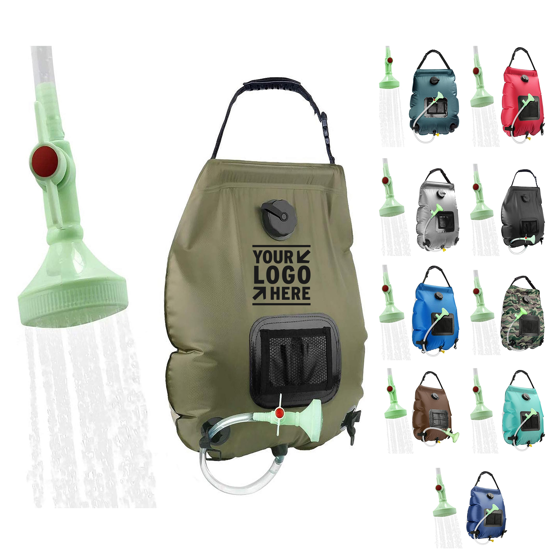 5 Gallons/20L Solar Heating Camping Shower Bag with Removable Hose and On-Off Switchable Head 1