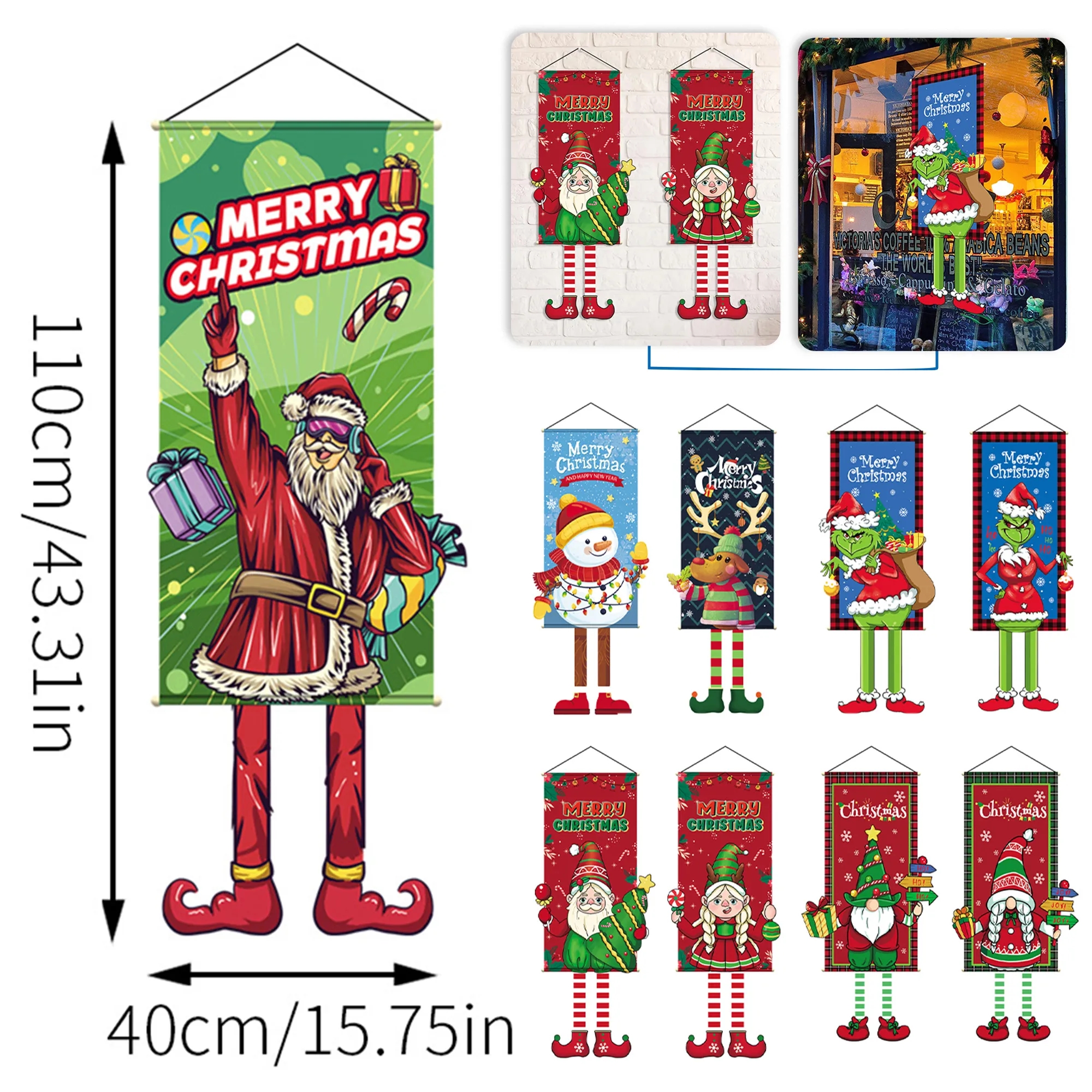 Christmas Door Banner Hanging Flags