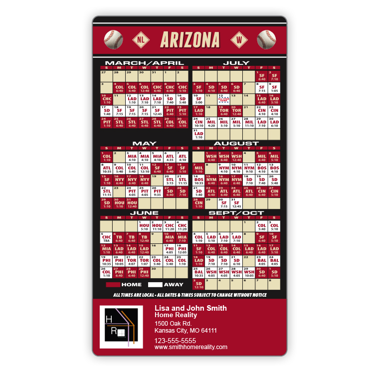 Magnet Sport Schedules - 4x7 Baseball Round Corners - 25 mil. 3