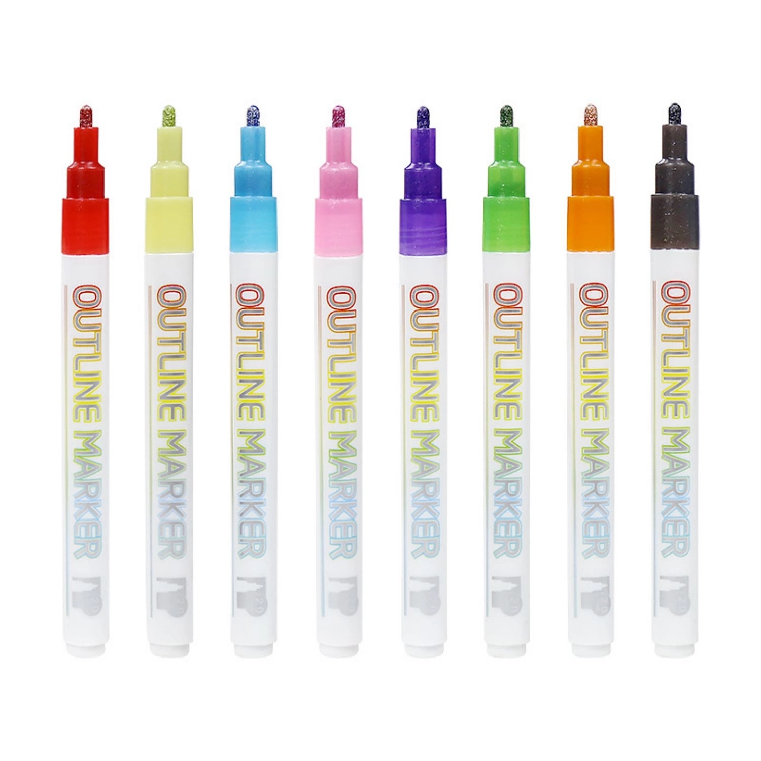 12 Colors Double Line Metallic Markers Outline Metal Pens 1