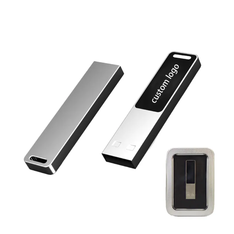 Metal mini capless USB flash drive with LED logo 3