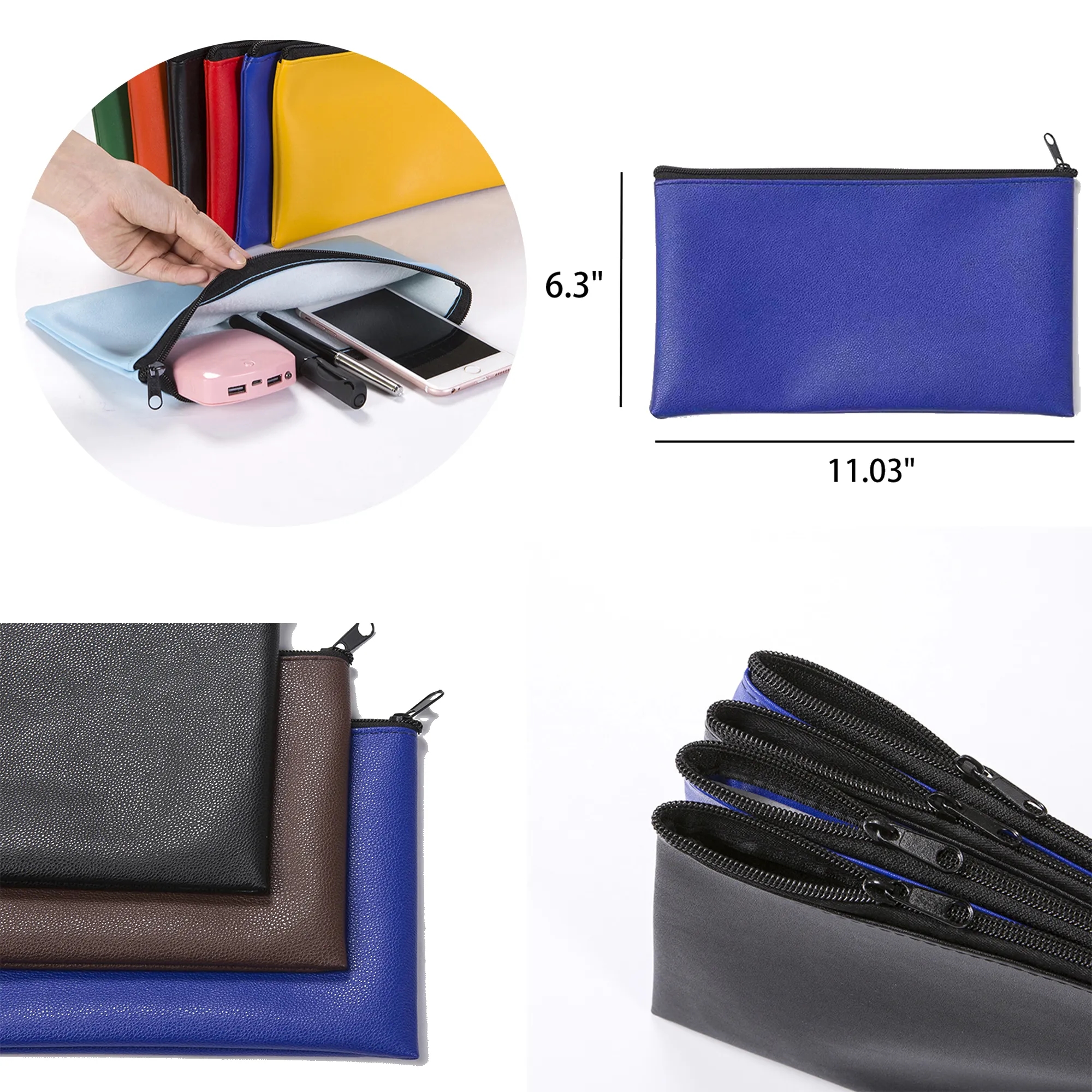 Waterproof PU Leather Zipper Deposit Bag 2