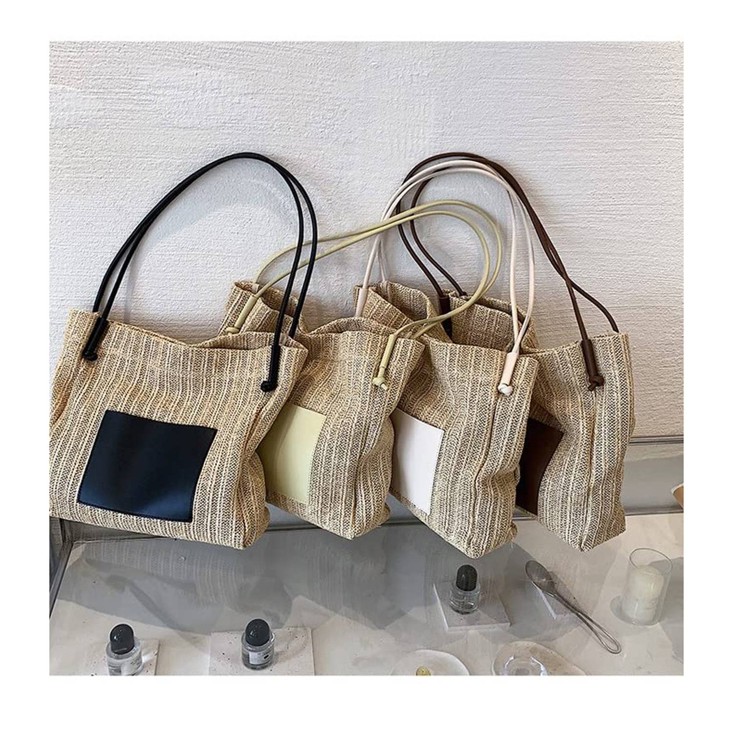 Handbags Women Tote Woven Bags, custom tote bag with logo imprint 7