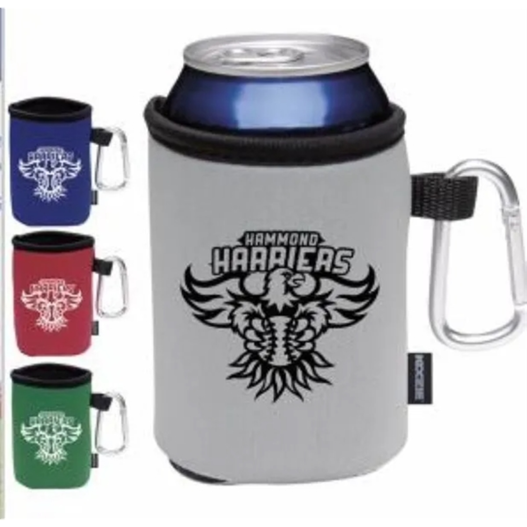 Collapsible Can Cooler With Carabiner, custom koozie with logo imprint 2